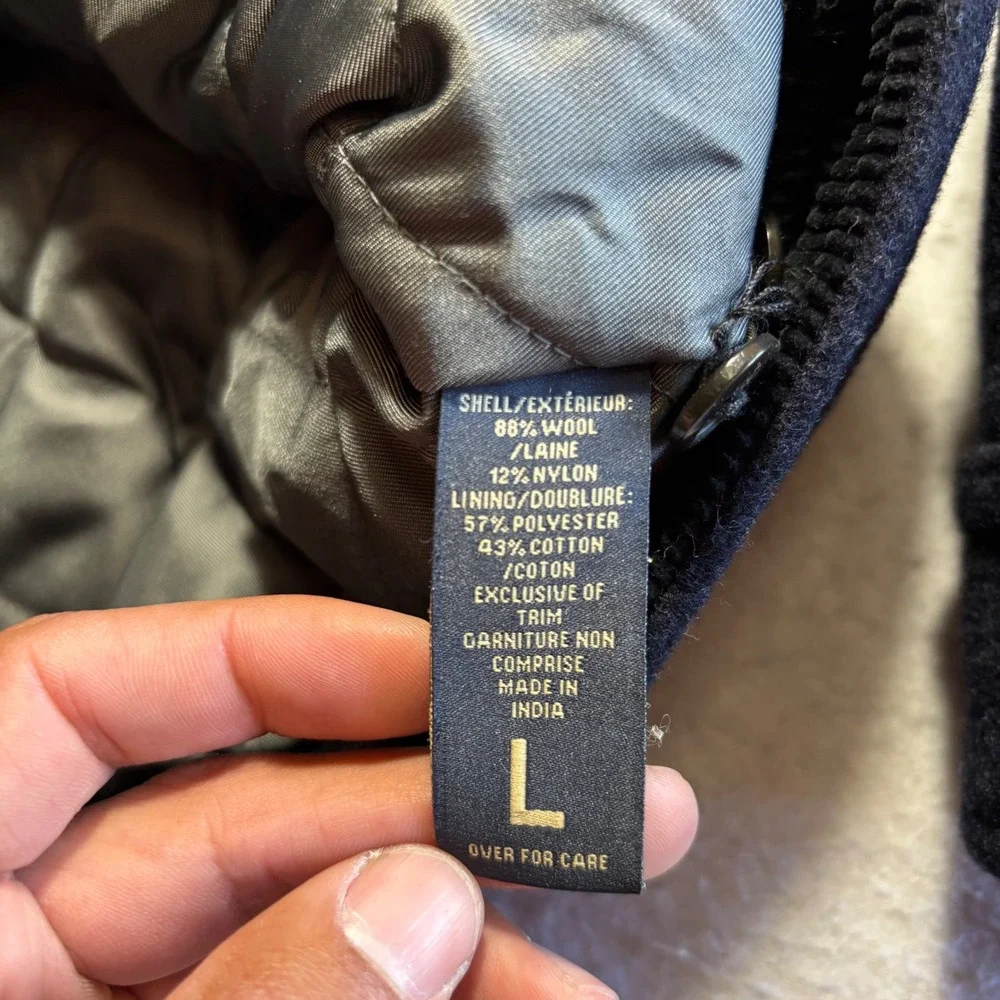 Abercrombie Fitch‎ Mens Wool Blend Bomber Jacket Size L Black Full Zip